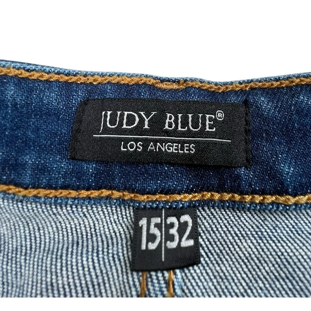 Judy Blue Womens 15/32 Straight Fit Dark Wash High Rise Stretch‎ Denim Jeans